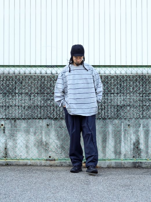 S.F.C SUPER BIG MIX SIDE STRIPES LS TEE / Grey-navy