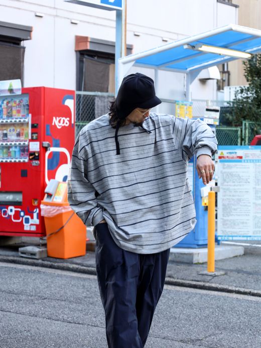 S.F.C SUPER BIG MIX SIDE STRIPES LS TEE / Grey-navy