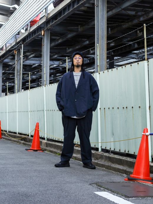 S.F.C SUPER BIG MIX SIDE STRIPES LS TEE / Grey-navy