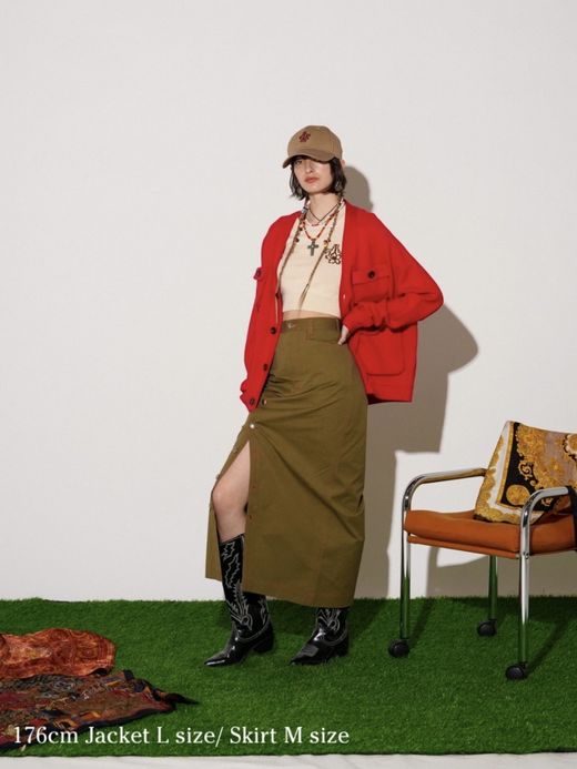 AMBERGLEAM CONCHO SLIT SKIRT / 2colors