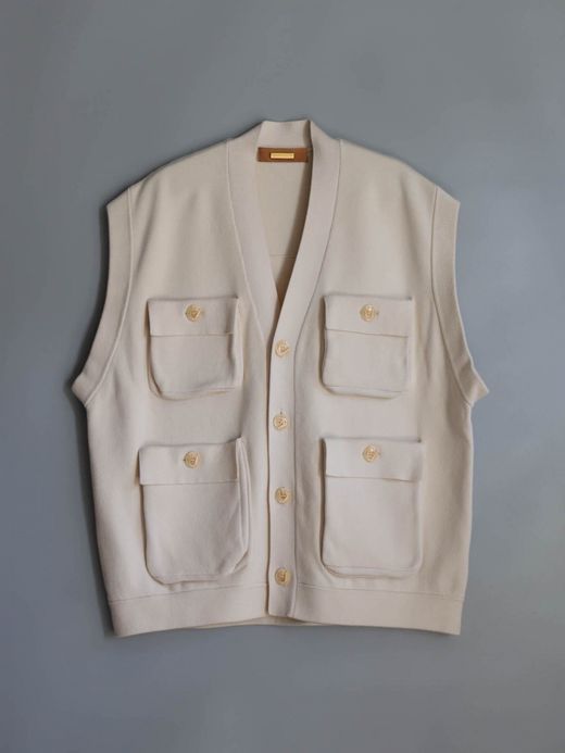 AMBERGLEAM FISHERMAN KNIT VEST / Vanilla