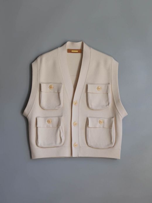 AMBERGLEAM FISHERMAN KNIT VEST / Vanilla