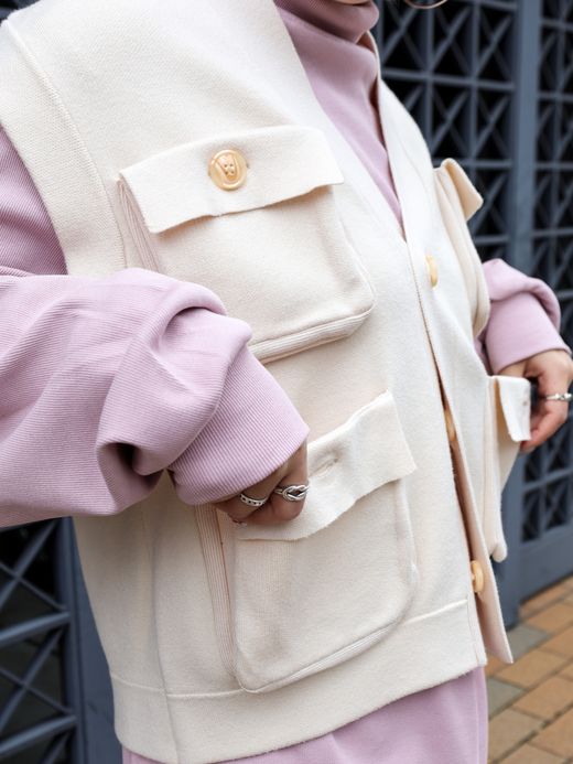 AMBERGLEAM FISHERMAN KNIT VEST / Vanilla