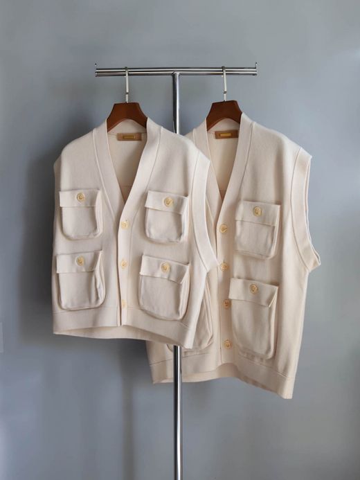 AMBERGLEAM FISHERMAN KNIT VEST / Vanilla