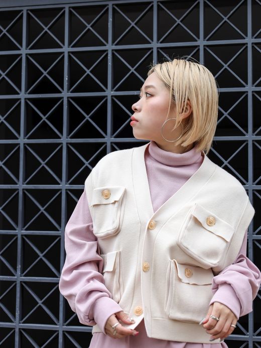 AMBERGLEAM FISHERMAN KNIT VEST / Vanilla