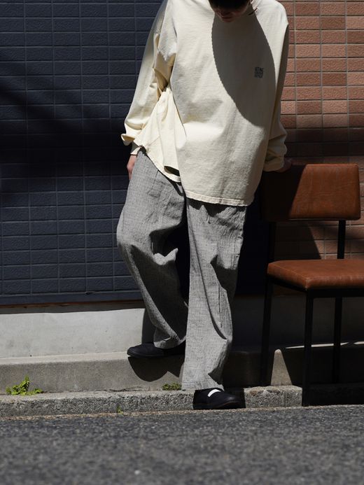 ANACHRONORM LINEN PLAID EASY PANTS / Gray