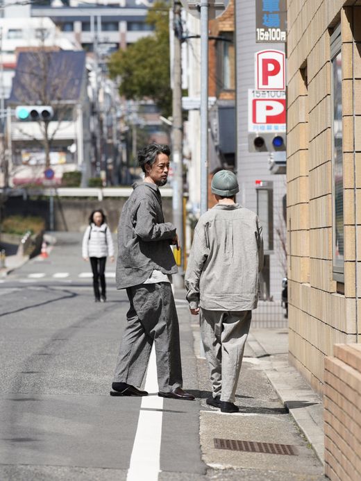 ANACHRONORM LINEN PLAID EASY PANTS / Gray