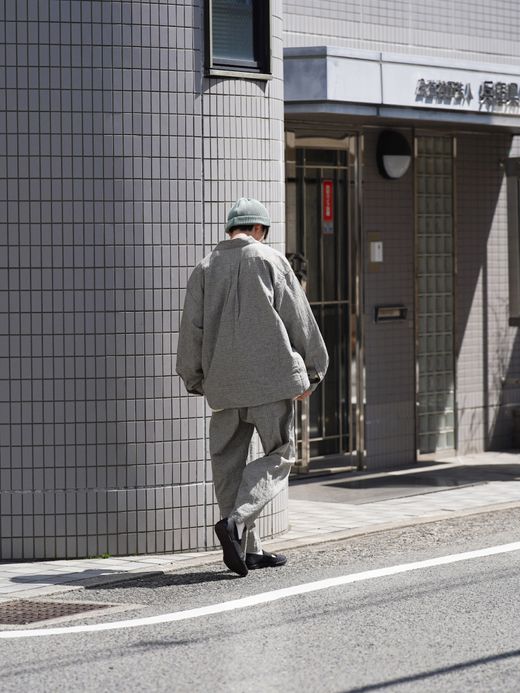 ANACHRONORM LINEN PLAID EASY PANTS / Gray
