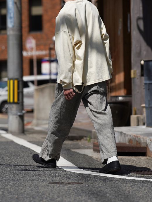 ANACHRONORM LINEN PLAID EASY PANTS / Gray