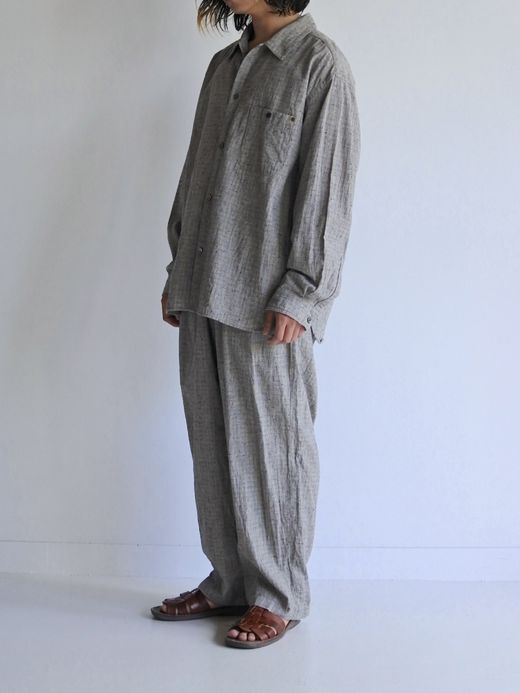 ANACHRONORM LINEN PLAID EASY PANTS / Gray