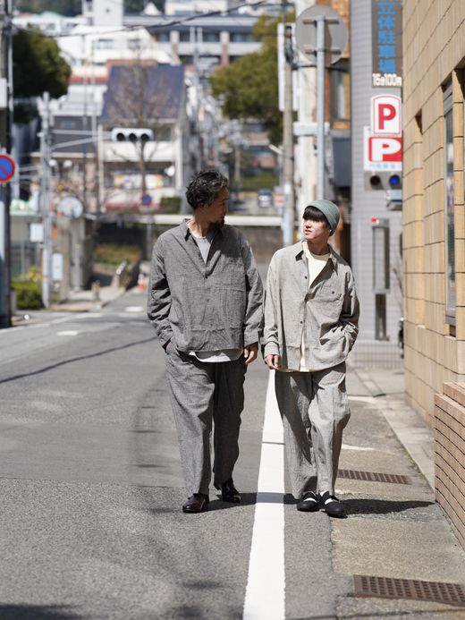 ANACHRONORM LINEN PLAID EASY PANTS / Gray