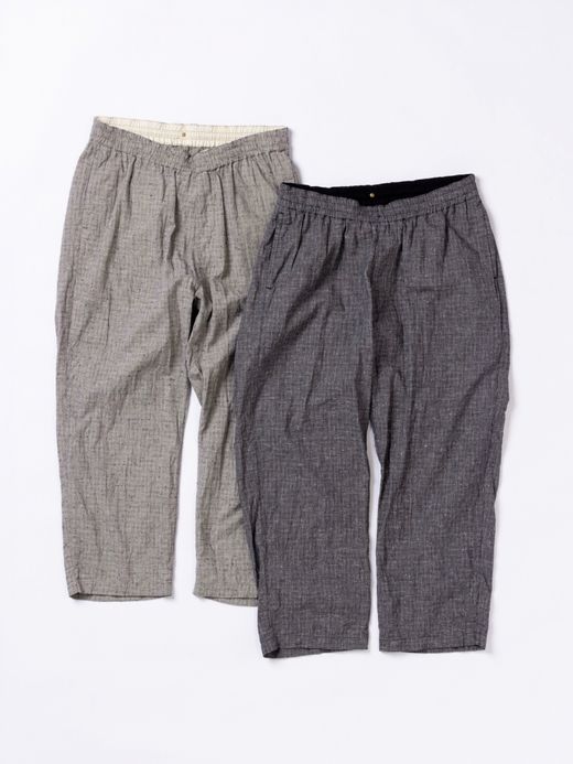 ANACHRONORM LINEN PLAID EASY PANTS / Gray