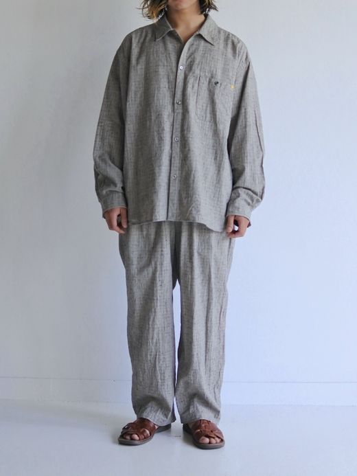 ANACHRONORM LINEN PLAID EASY PANTS / Gray