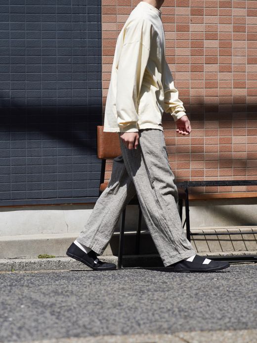 ANACHRONORM LINEN PLAID EASY PANTS / Gray