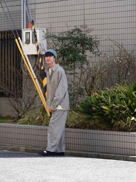 ANACHRONORM LINEN PLAID EASY PANTS / Gray