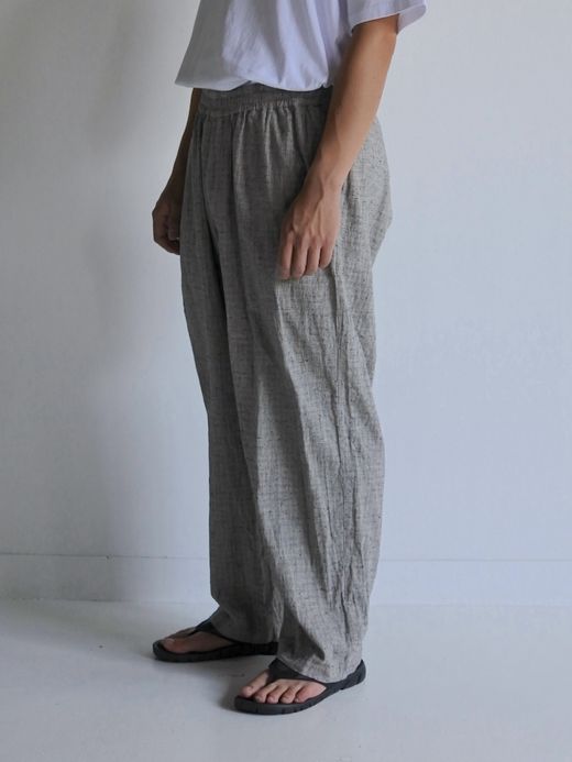 ANACHRONORM LINEN PLAID EASY PANTS / Gray