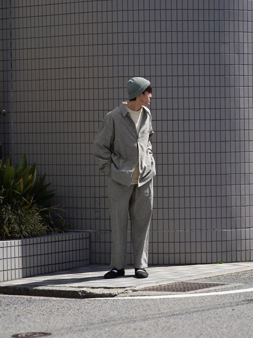 ANACHRONORM LINEN PLAID EASY PANTS / Gray