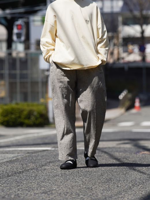 ANACHRONORM LINEN PLAID EASY PANTS / Gray