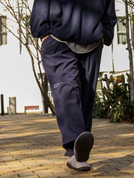 FLEECE WIDE TAPERED EASY PANTS / Navy