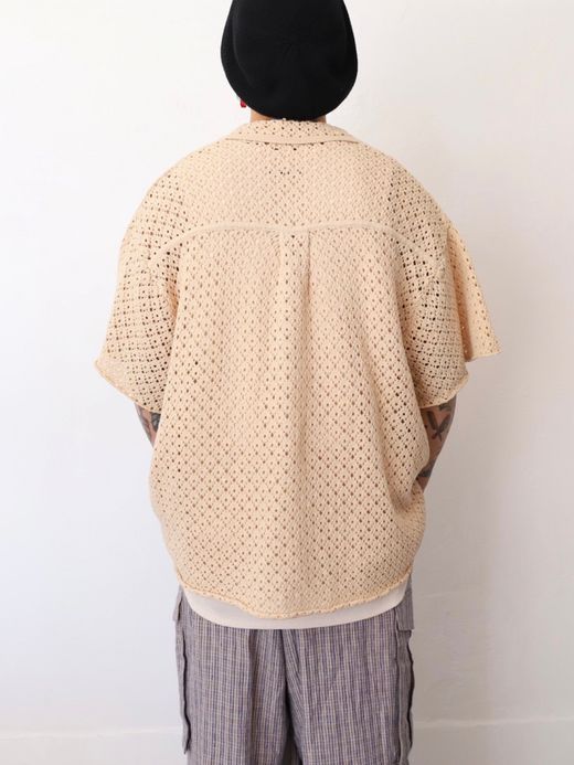 AMBERGLEAM COTTON KNIT CROCHET SHIRTS / 2colors