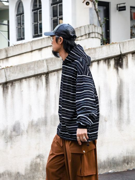 S.F.C HOODIE MIX SIDE STRIPES LS TEE / Black-white