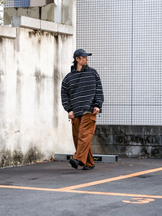 S.F.C HOODIE MIX SIDE STRIPES LS TEE / Black-white