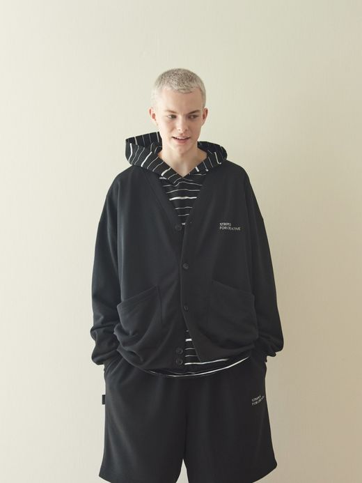 S.F.C HOODIE MIX SIDE STRIPES LS TEE / Black-white