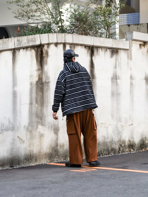 S.F.C HOODIE MIX SIDE STRIPES LS TEE / Black-white