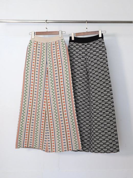 AMBERGLEAM JACQUARD KNIT BAGGY PANTS / 2colors