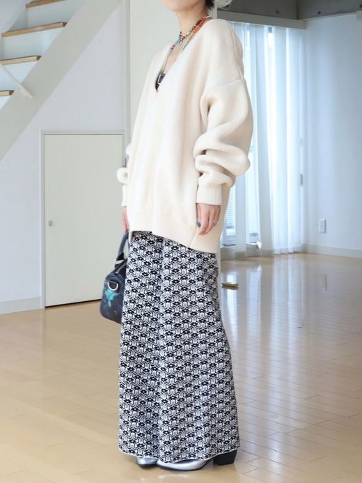 AMBERGLEAM JACQUARD KNIT BAGGY PANTS / 2colors