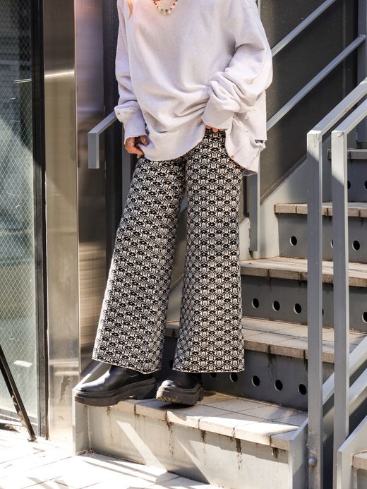 AMBERGLEAM JACQUARD KNIT BAGGY PANTS / 2colors