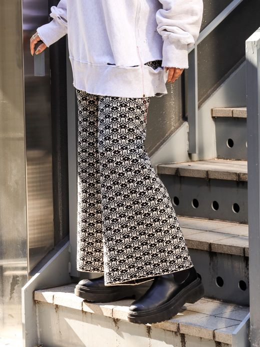 AMBERGLEAM JACQUARD KNIT BAGGY PANTS / 2colors