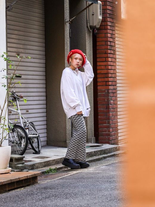 AMBERGLEAM JACQUARD KNIT BAGGY PANTS / 2colors