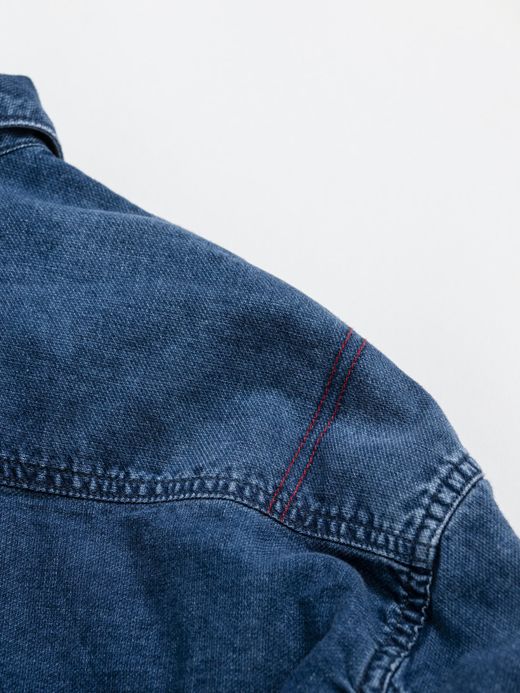 ANACHRONORM ROLL UP SLEEVES CHINA COVERALL SHIRTS / Indigo(bleach wash)