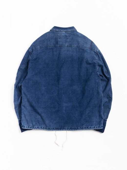 ANACHRONORM ROLL UP SLEEVES CHINA COVERALL SHIRTS / Indigo(bleach wash)