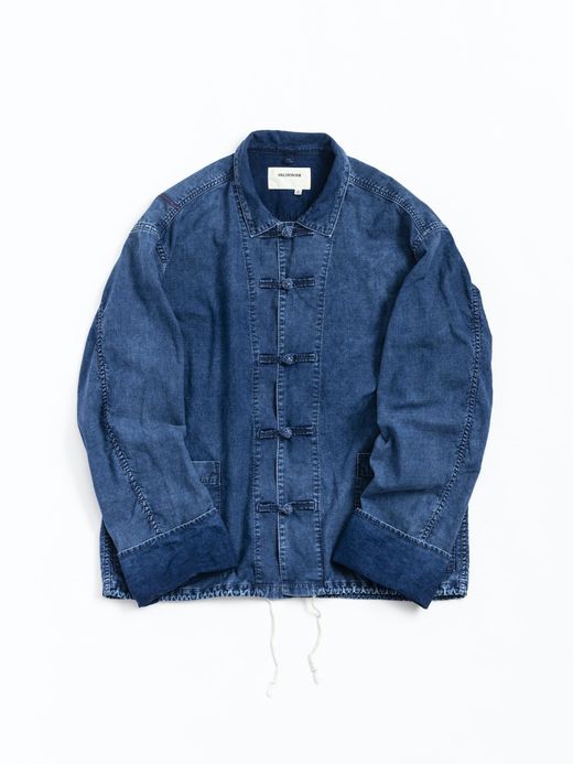 ANACHRONORM ROLL UP SLEEVES CHINA COVERALL SHIRTS / Indigo(bleach wash)