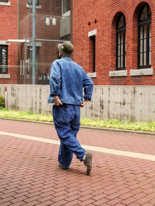 ANACHRONORM ROLL UP SLEEVES CHINA COVERALL SHIRTS / Indigo(bleach wash)