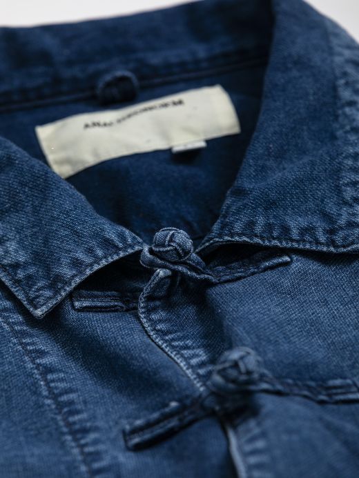 ANACHRONORM ROLL UP SLEEVES CHINA COVERALL SHIRTS / Indigo(bleach wash)