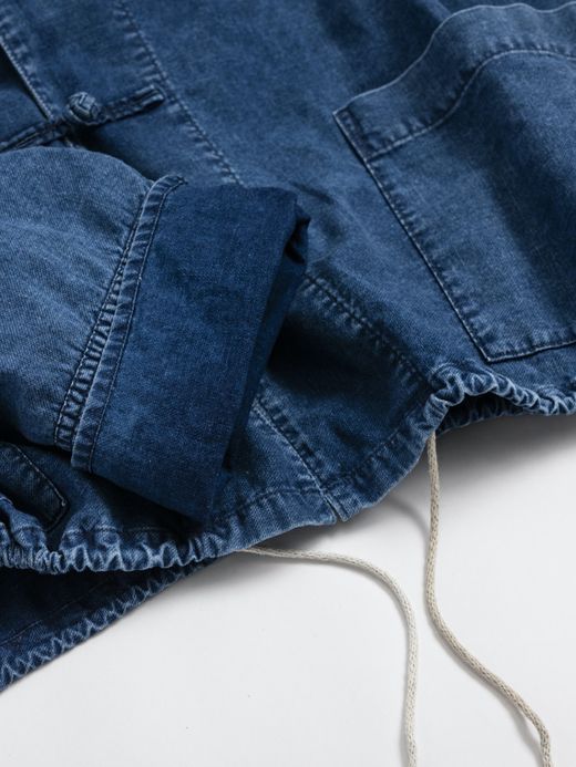ANACHRONORM ROLL UP SLEEVES CHINA COVERALL SHIRTS / Indigo(bleach wash)