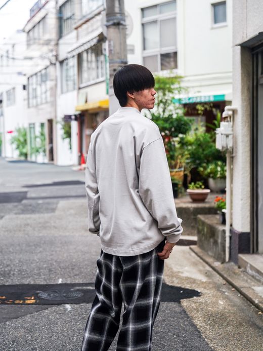 Audience VORTEX 8オンス モックネックバルーン L/S TEE / Silver gray