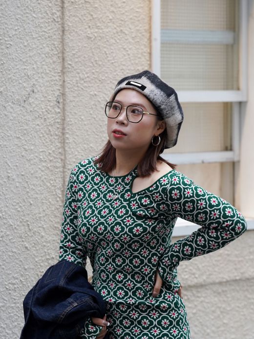 AMBERGLEAM ART KNIT DRESS / 4colors