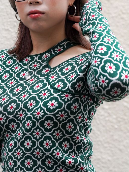 AMBERGLEAM ART KNIT DRESS / 4colors