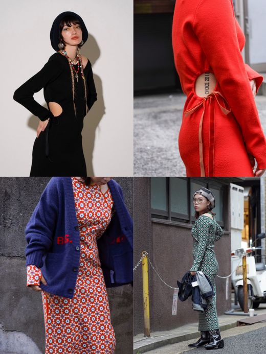 AMBERGLEAM ART KNIT DRESS / 4colors