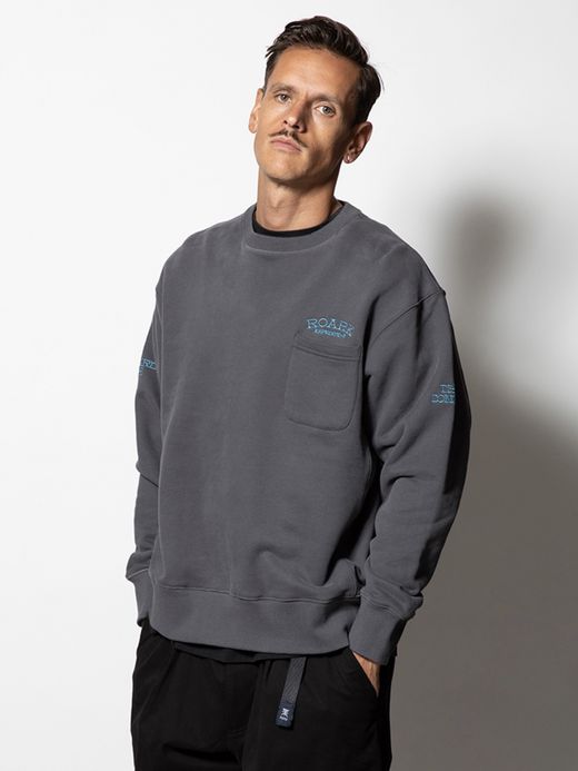ROARK REVIVAL "EXPEDITIONS" POCKET CREW SWEAT / Charcoal