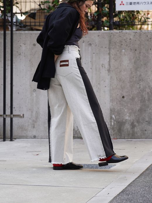 AMBERGLEAM 2WAY BAGGY DENIM PANTS / 2colors