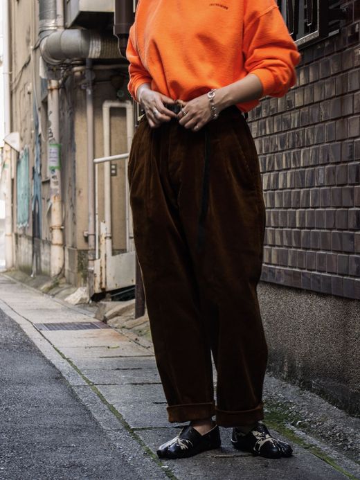 ANACHRONORM AN128 / CORDUROY TUCK WIDE TOROUSERS / Brown