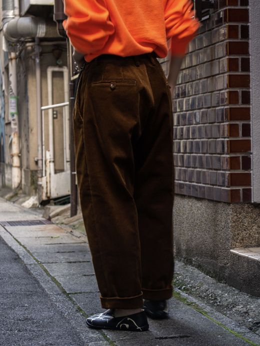 ANACHRONORM AN128 / CORDUROY TUCK WIDE TOROUSERS / Brown
