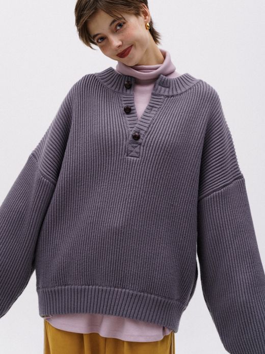 AMBERGLEAM WARM HENRY SWEATER / Lavender mist