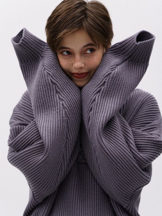 AMBERGLEAM WARM HENRY SWEATER / Lavender mist