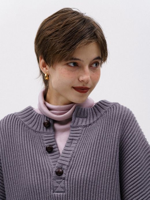 AMBERGLEAM WARM HENRY SWEATER / Lavender mist